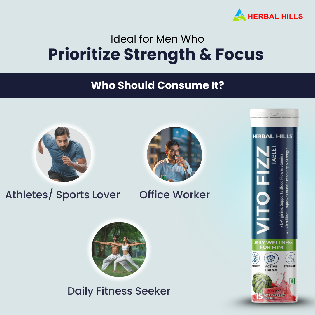 VitoFizz Men’s Energy & Stamina Tablets – L-Arginine, Ashwagandha – Watermelon Flavor – 15 Effervescent Tablets