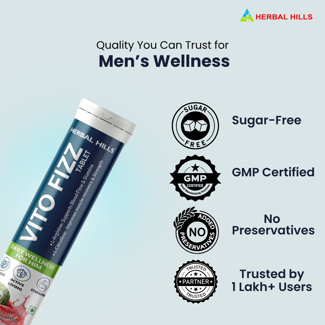 VitoFizz Men’s Energy & Stamina Tablets – L-Arginine, Ashwagandha – Watermelon Flavor – 15 Effervescent Tablets