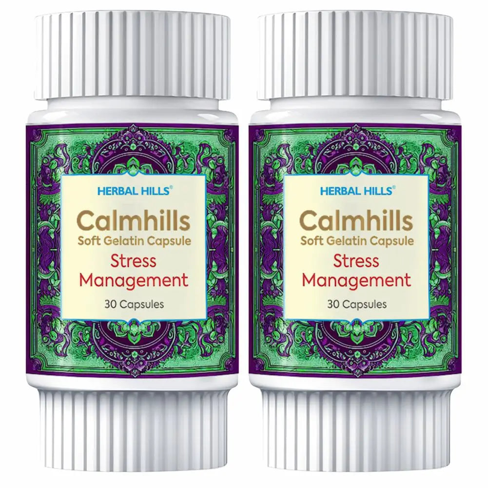 Calmhills Capsules, Ayurvedic Stress and anxiety support, Herbal Sleep and Memory enhancement capsules