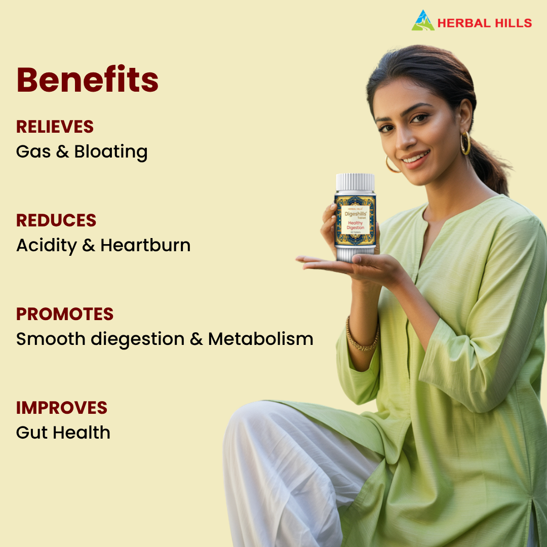 Digeshills Tablet, Ayurvedic Digestive Care, Relieves Gas, Bloating & Supports Healthy Digestion