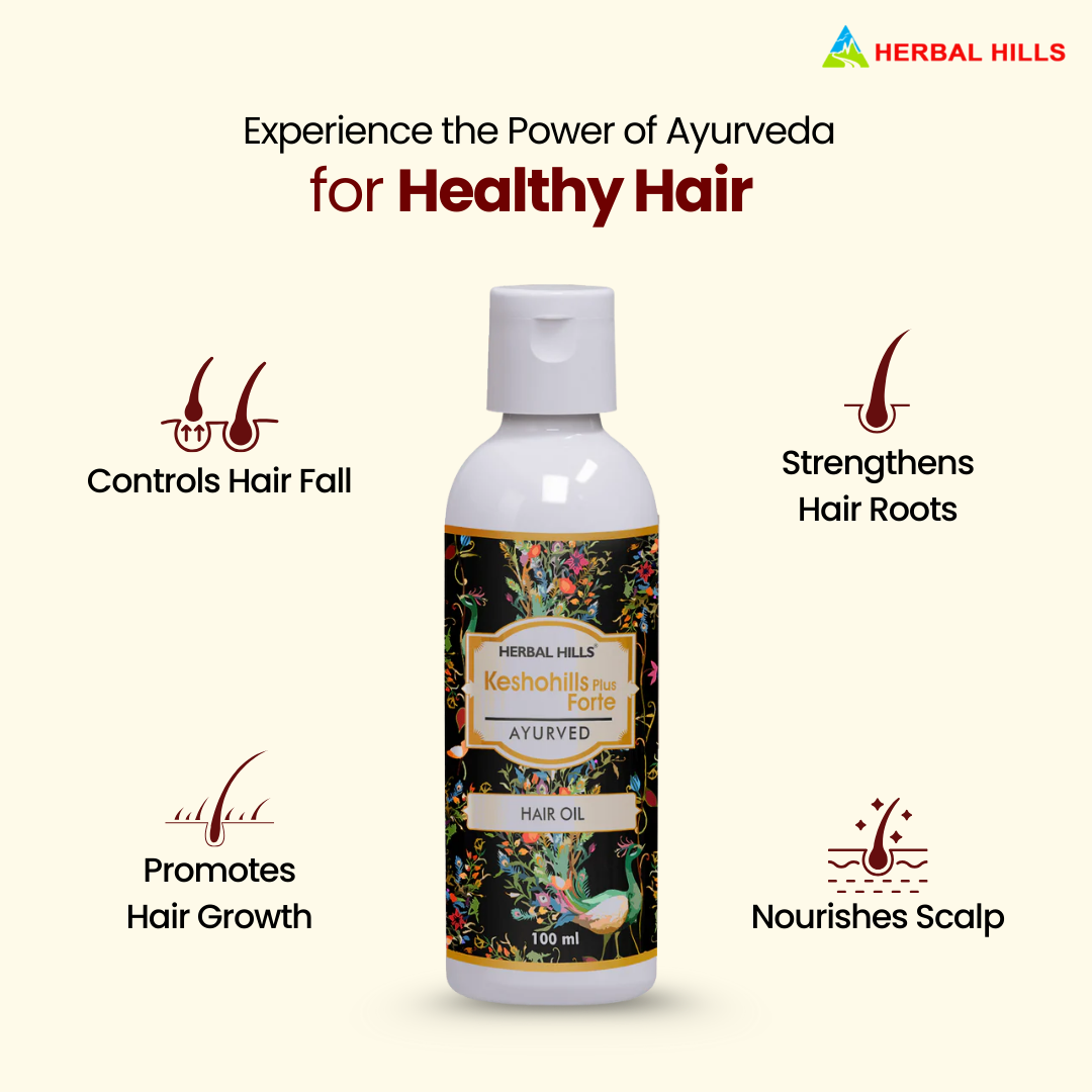 Keshohills Plus Forte Hair Oil For Strong, Long and Thick hair Nourishes Scalp Controls Hair Fall, Strengthens Hair & Promotes Hair Growth