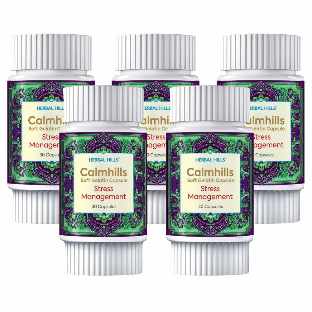 Calmhills Capsules, Ayurvedic Stress and anxiety support, Herbal Sleep and Memory enhancement capsules