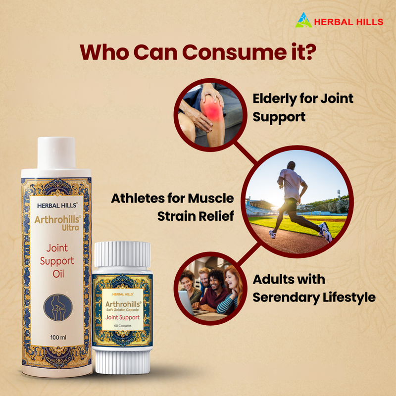Arthrohills Combo of Joint Pain Relief Oil 100ml and Capsules 60 |Improves Bone Strength,Promotes Cartilage Repair,Enhances Joint Mobility|