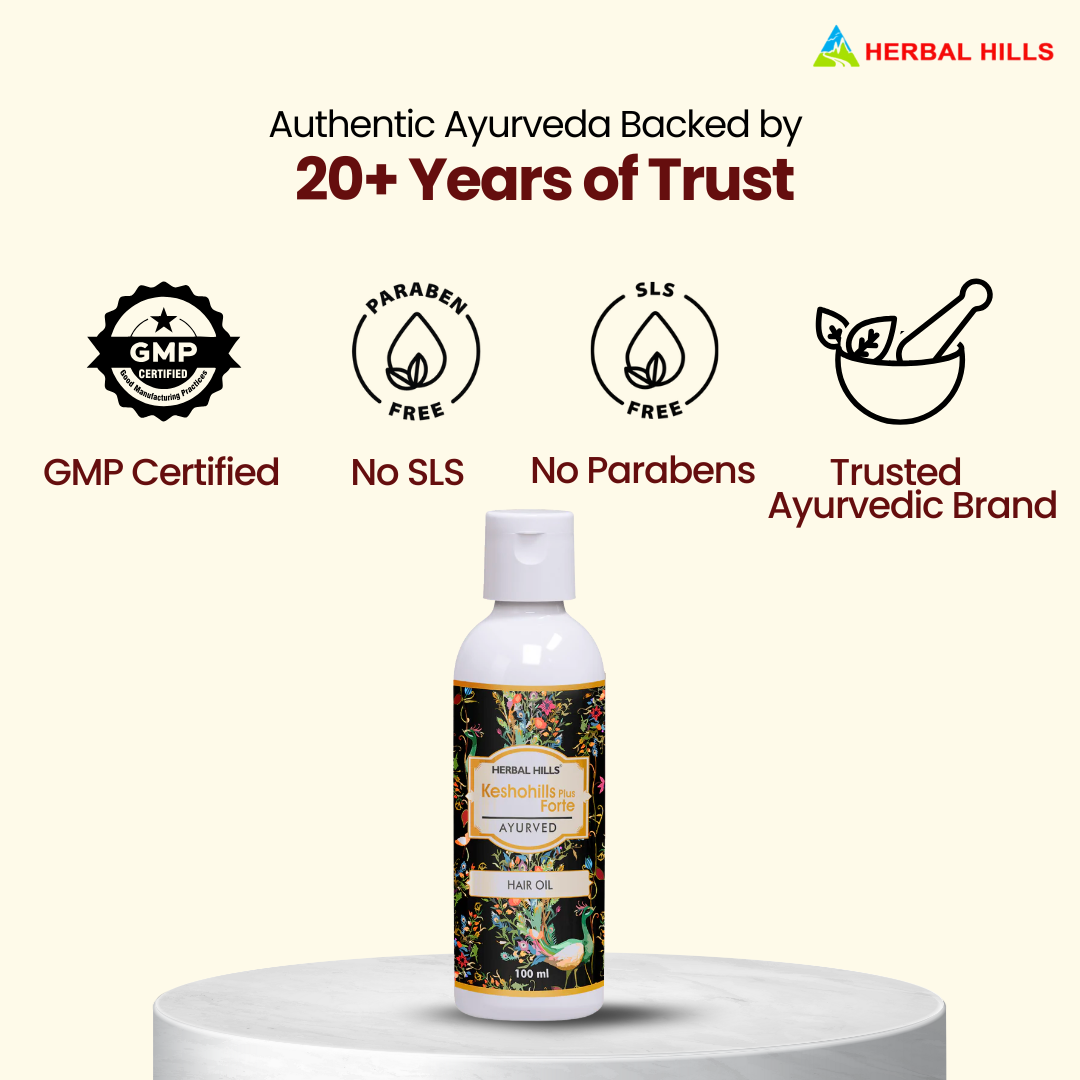 Keshohills Plus Forte Hair Oil For Strong, Long and Thick hair Nourishes Scalp Controls Hair Fall, Strengthens Hair & Promotes Hair Growth