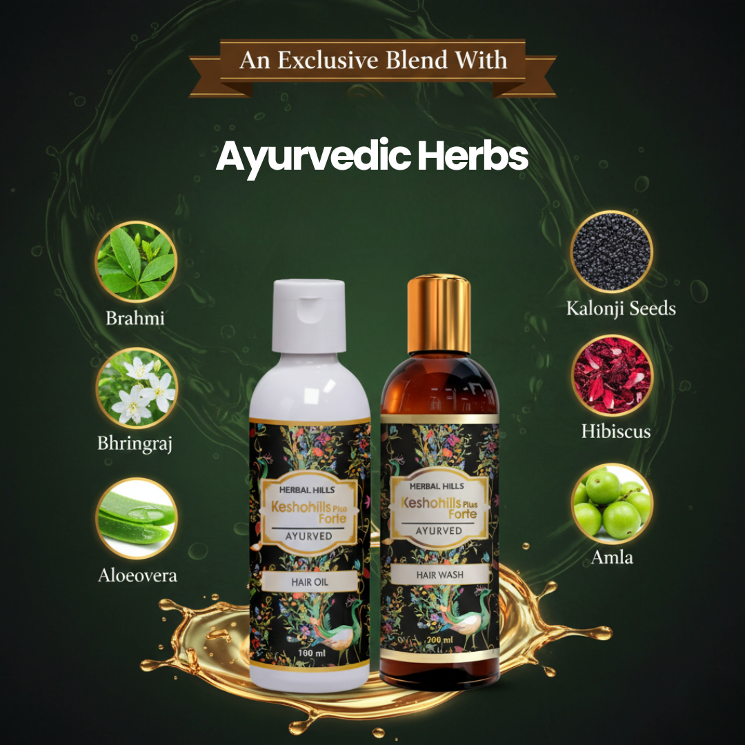 Keshohills Ayurvedic Hair Care Combo for Strong Hair & Reduced Hair Fall | Hair Oil + Hair Wash