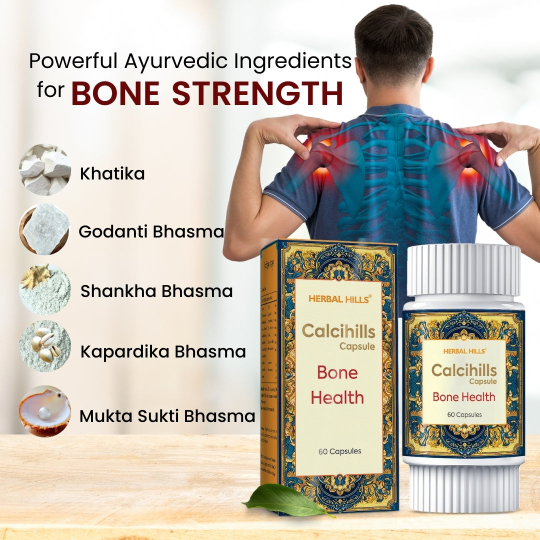 Calcihills Capsules – Ayurvedic Calcium Supplement for Bone & Joint Wellness (60 Capsules × Pack of 2)