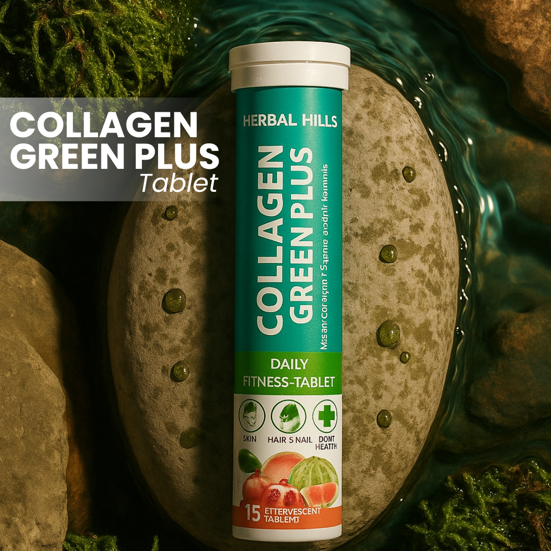 Collagen Green Plus Effervescent Tablets –With Amla, Vitamin C & Supergreens – Boost Skin Glow, Hair Growth, Nail Strength & Detox – Guava Flavor – 15 Tablets