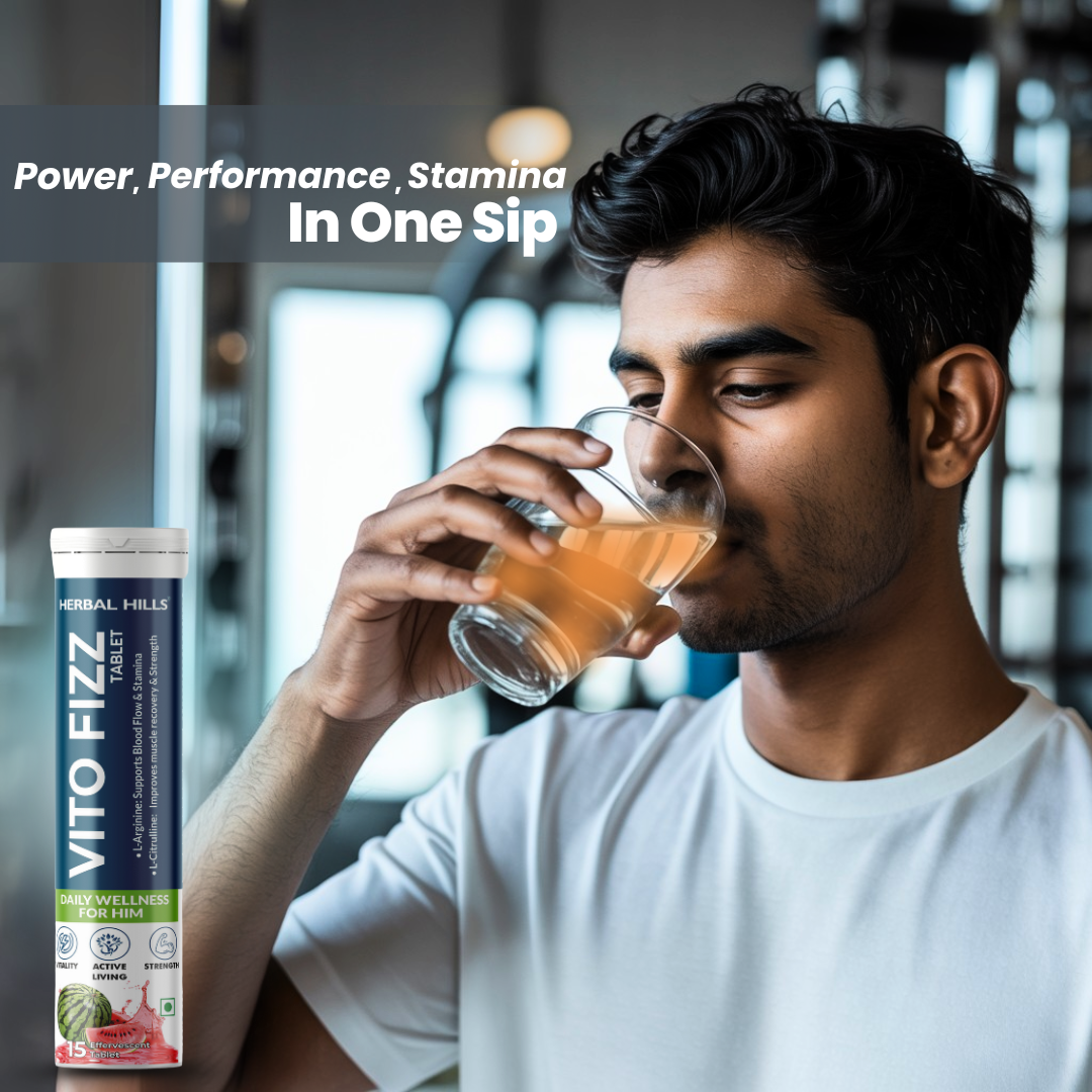 VitoFizz Men’s Energy & Stamina Tablets – L-Arginine, Ashwagandha – Watermelon Flavor – 15 Effervescent Tablets