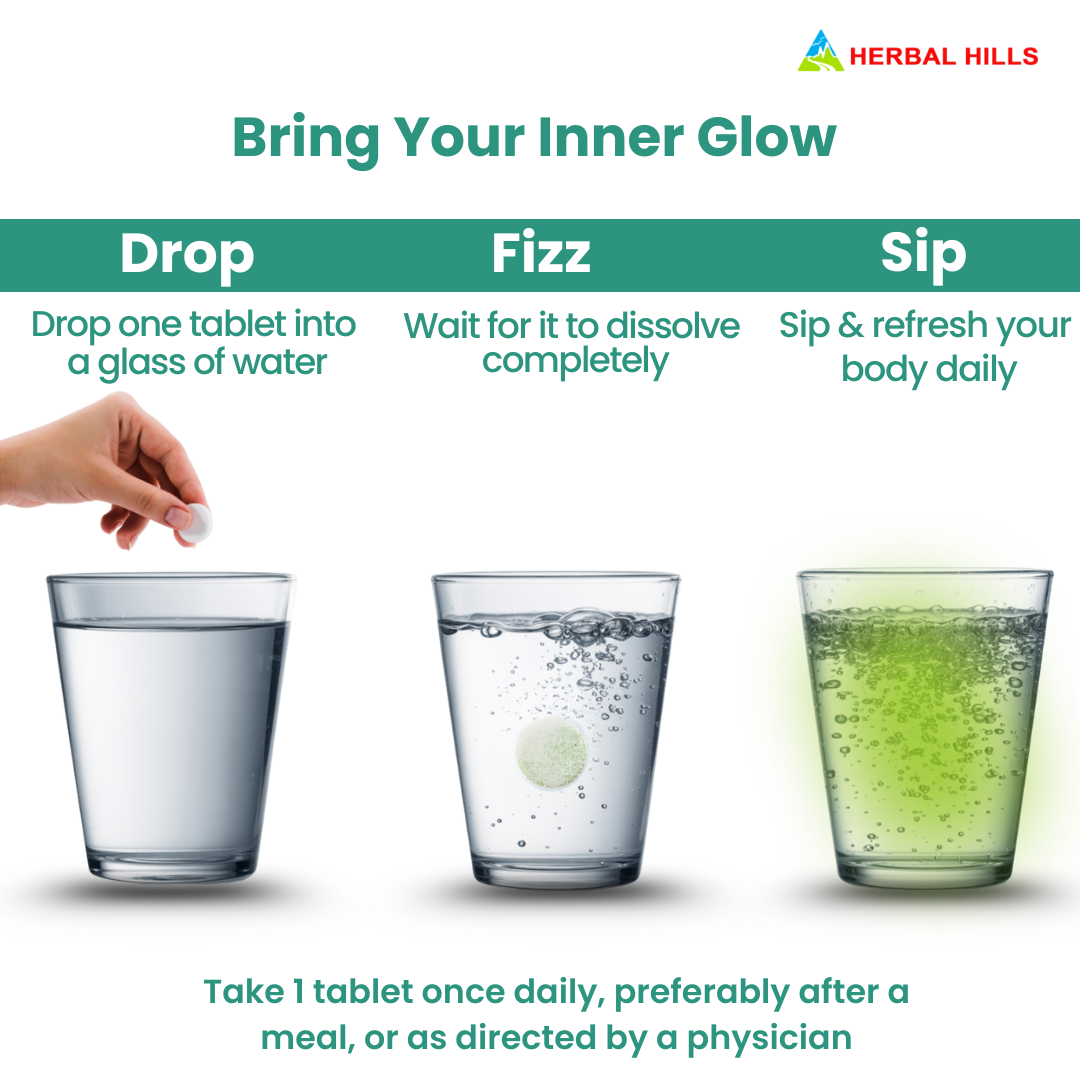 Collagen Green Plus Effervescent Tablets –With Amla, Vitamin C & Supergreens – Boost Skin Glow, Hair Growth, Nail Strength & Detox – Guava Flavor – 15 Tablets