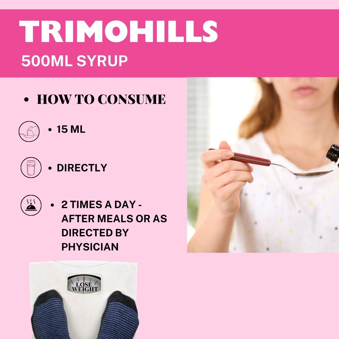 Trimohills Syrup, Ayurvedic Weight Management, help boost metabolism, and efficient burning of calories, Aids in Detox & Reduces Excess Fat