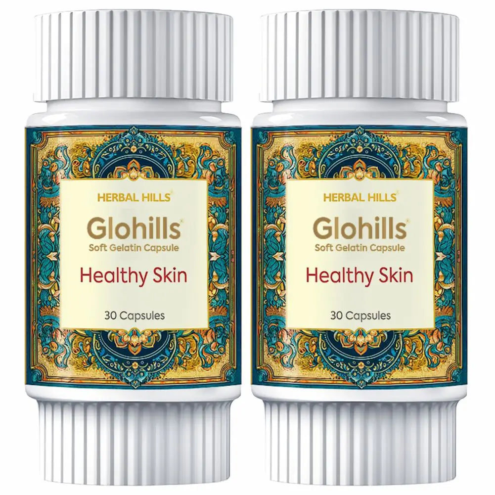 Glohills Capsules, Ayurvedic Skincare, Aids to clear Acne, Blemishesh, Moisturizes Skin, Natural Ingredients with Anti-Aging Properties, Suitable for All Skin Types