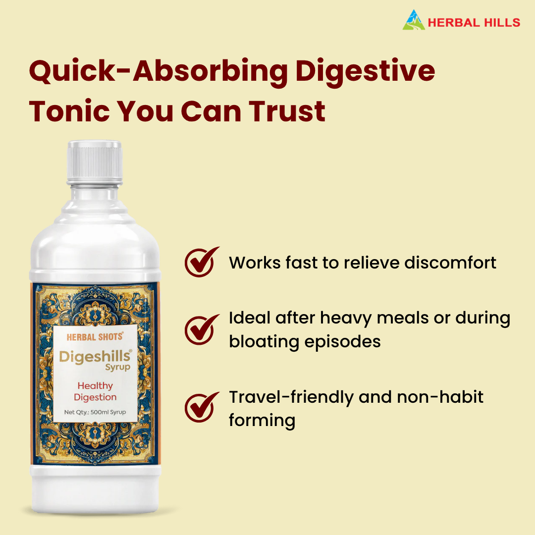 Digeshills Syrup, Ayurvedic Digestive Syrup, Sugar-Free, Improves Digestion & Appetite, Relieves Gas, & Bloating