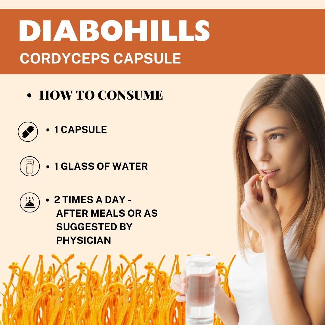 Diabohills Cordyceps Capsule Sugar Management & Balance Ayurvedic Formulation Manages Blood Sugar Naturally 30 Capsules