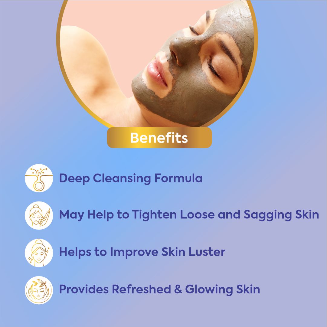 Glohills Mud Pack - for Skin-Deep Cleanse, Detoxify, Removes Blackheads & Acne,Moisturizer & Stimulates Circulation Suitable for All Skin
