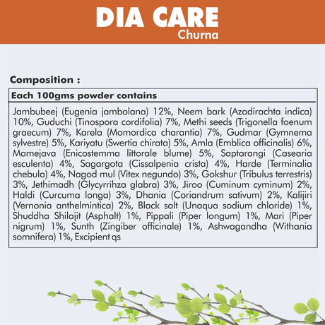 Dia Care Churna Helps in Sugar Management naturally and protects from diabetic complications 100gms