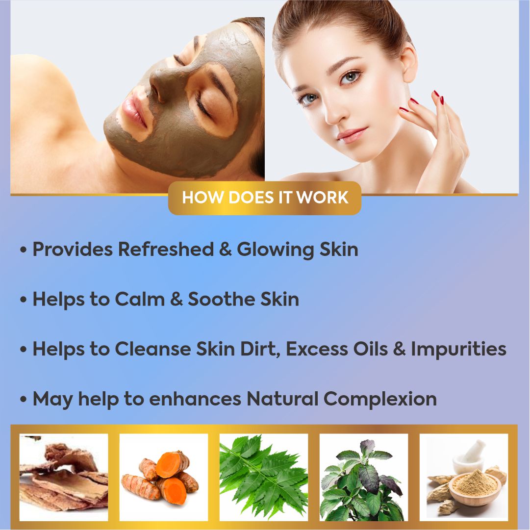 Face Pack for Skin Detoxification Purifies & Brightens Skin, Aids Reduce Acne & Blemishes, No Parabens & Mineral Oils