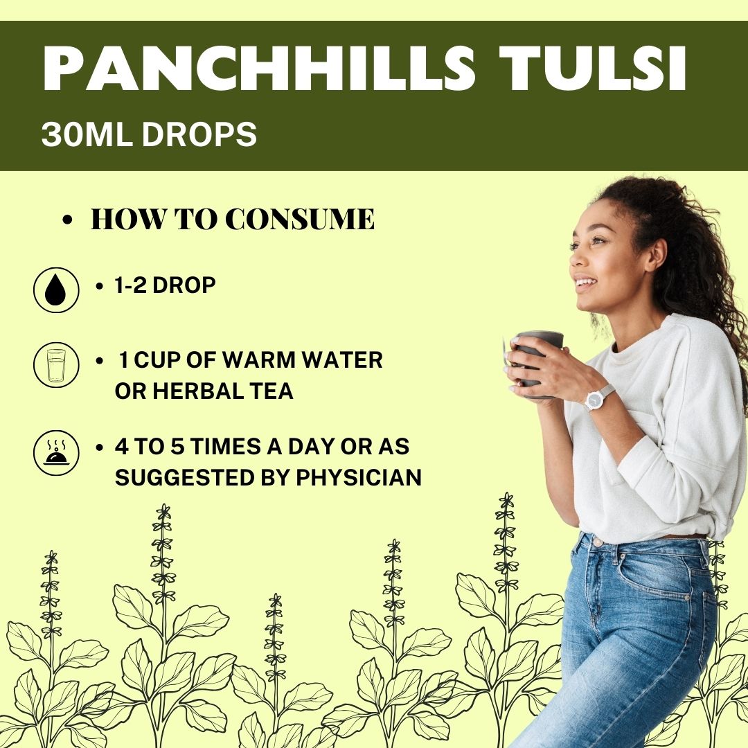 Buy Panch Hills Tulsi Drops for Respiratory Wellness - how to consume