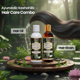 Keshohills Ayurvedic Hair Care Combo for Strong Hair & Reduced Hair Fall | Hair Oil + Hair Wash