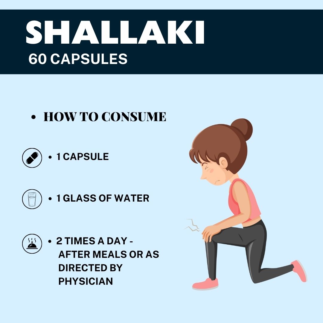 Boswahills Shallaki Capsule for Bone & Joint Wellness, Reduces pain and Inflammation 60 Counts - how to consume