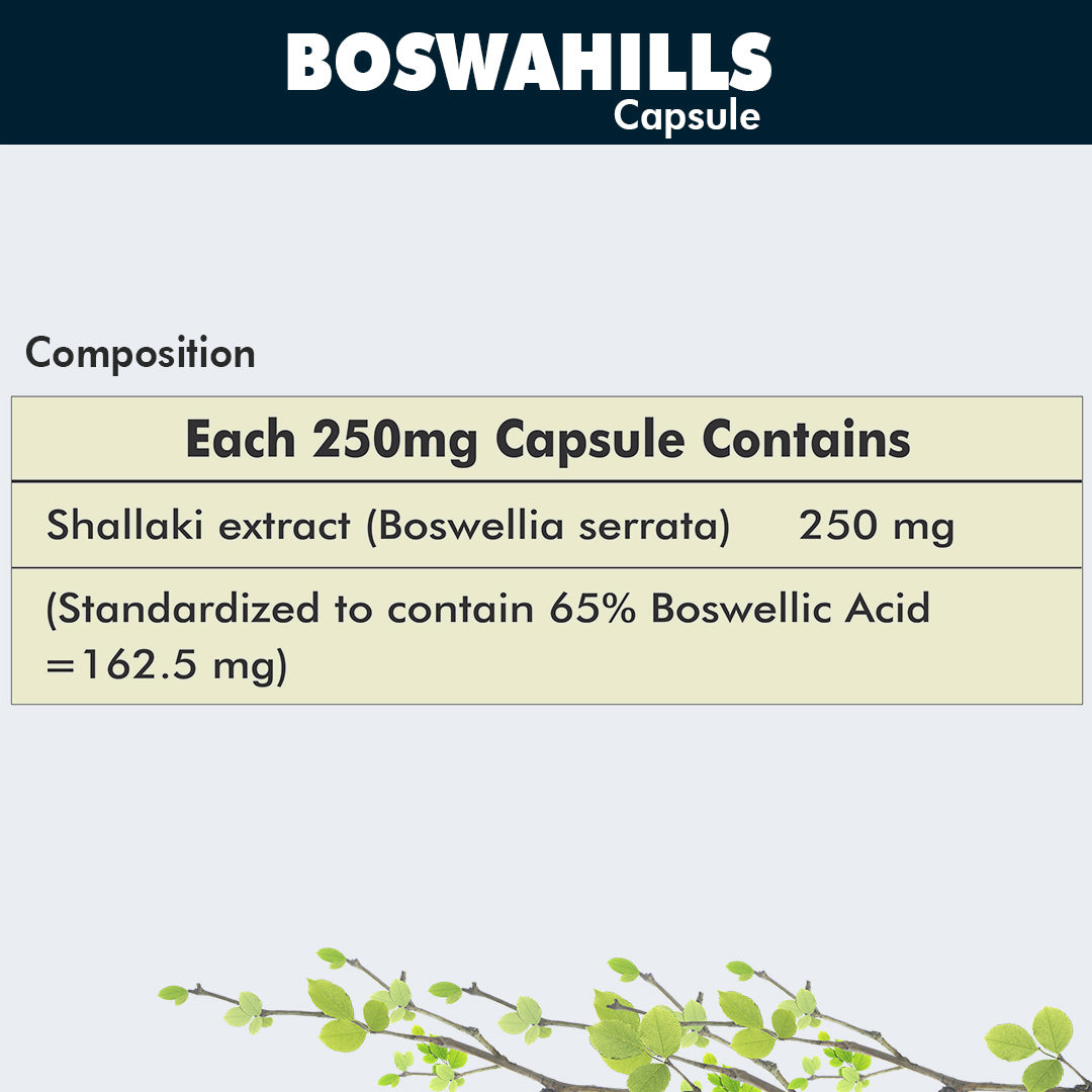 Boswahills Shallaki Capsule for Bone & Joint Wellness, Reduces pain and Inflammation 60 Counts