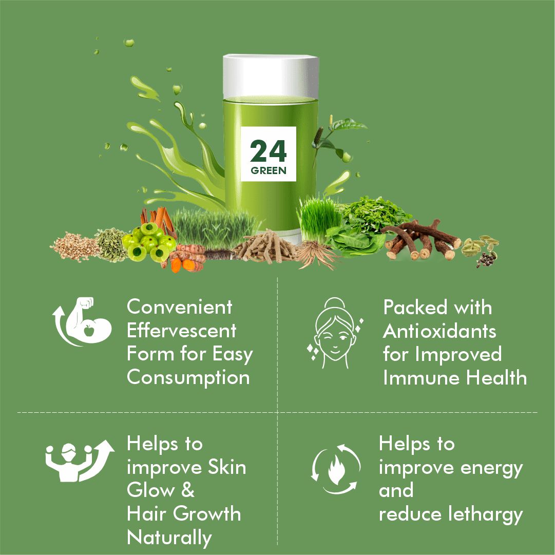 24 Green Tablet Daily Superfood, Immunity Booster with Rich Antioxidant, High Energy Detox Vegetarian Health Supplement