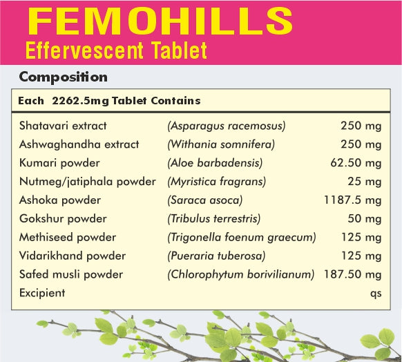 Femohills Effervescent Tablets for Women's health, daily energy booster - 15 Tablets